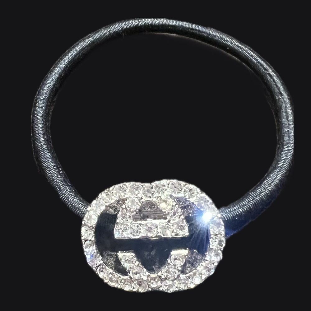 Elegant Rhinestone Black Hair Tie, NEW in package